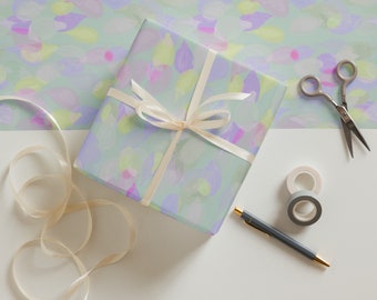 Gift wrap | Painterly leaves wrapping paper 3 sheets multicolor | gift wrap pastels | pastel leaves paper | nature colors gift wrap