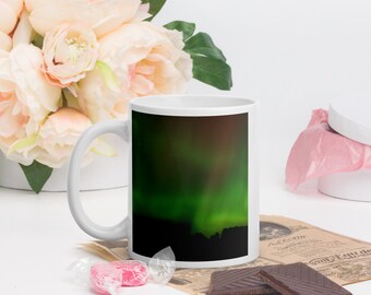 Northern Lights white glossy mug | Aurora Borealis mug | Night Sky mug | Mother's Day Gift | Father's Day Gift