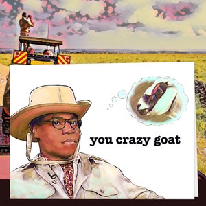 SNL Tracy Morgan's Heimtextilien ist richtig über diese verrückte sprechende Ziege! Handgemachte Karte, kostenloser Versand
