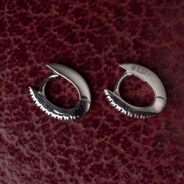 18ct White Gold Diamond Micro Hoop Earrings, Handmade, Hinged D - 0.07ct