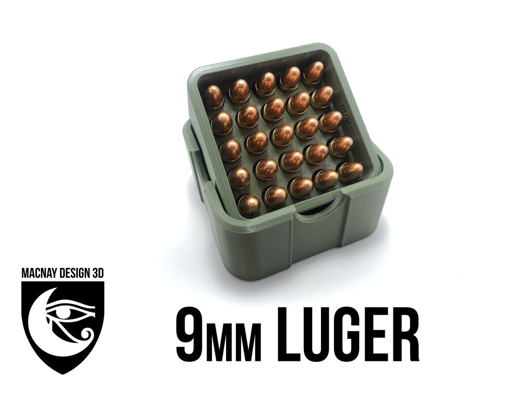 9mm Ammo Container 25 Spaces 9x19 Ammo Case Etsy