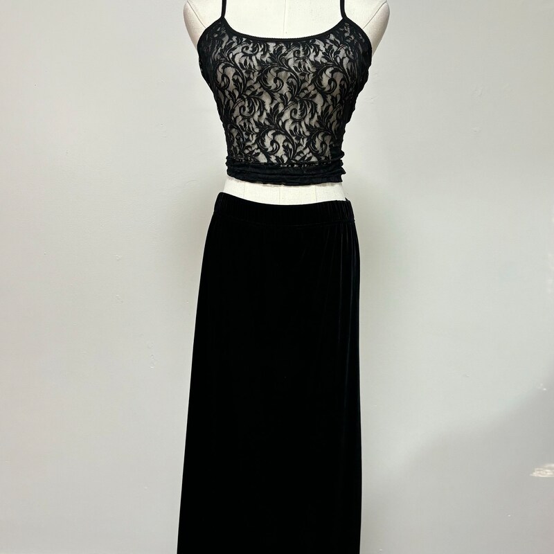 Vintage 90s brown velvet maxi skirt - S/M