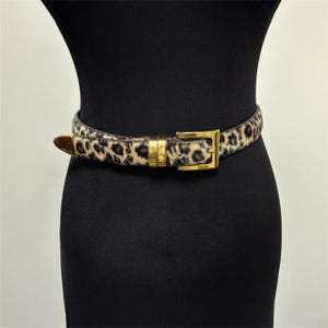 Vintage 00’s Leopard Fur Faux Leather Gold Belt