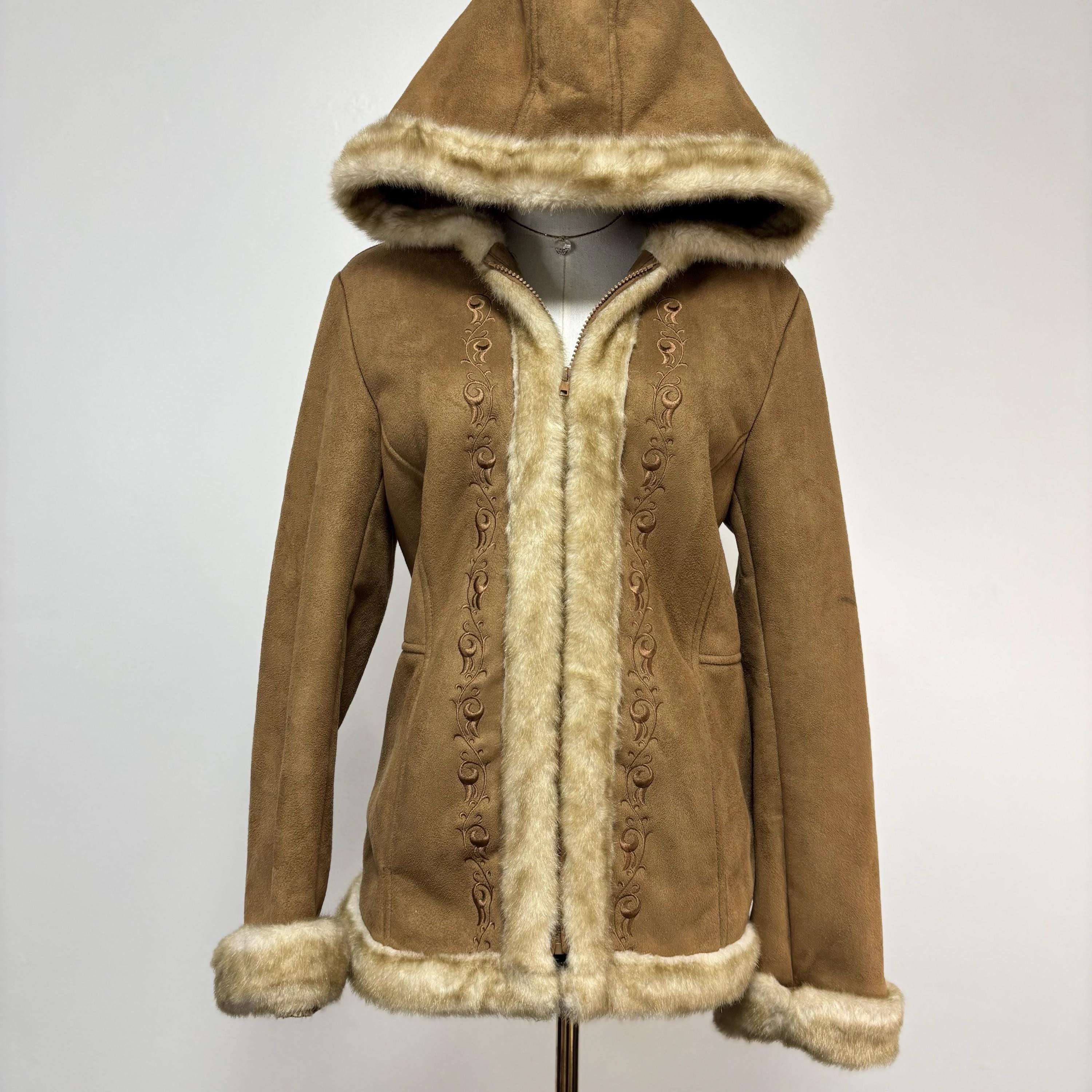 ジャケット・アウター 00s Y2K archive suede rabbit fur jacket Y2k Suede Fur Jacket - Etsy