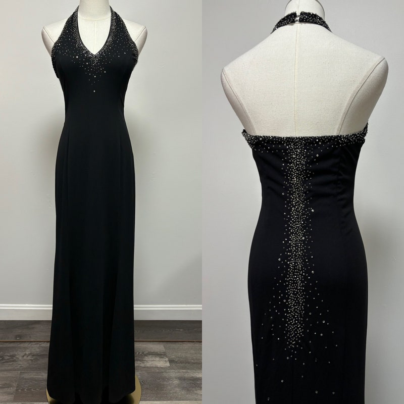beaded halter dress
