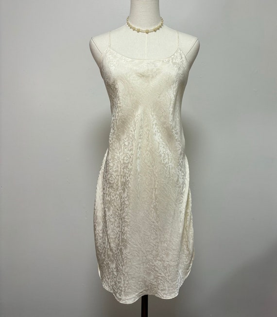 Vintage 90’s Y2K Ivory Floral 100% Silk Slip Dress