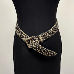 Vintage 90’s Leopard Fur Leather Belt
