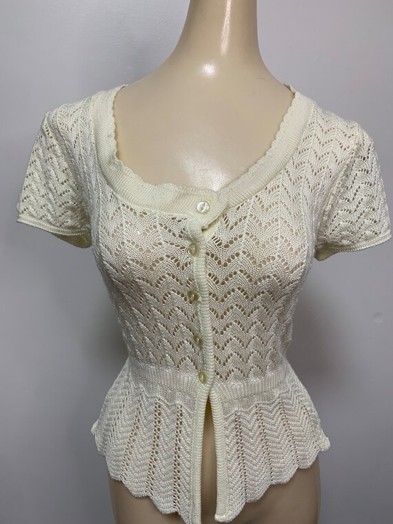 Top Tricot Charlotte Russe Blanc - Junior M - 55% Acrylique 45% Coton - Excellent état