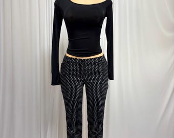 Vintage Y2K Black Polka Dot Capri Pants | Size S