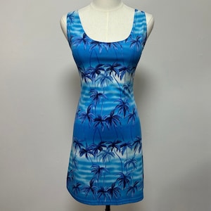 Vintage 90’s Tropical Blue Mini Dress | Size S