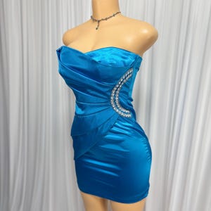 Blue Satin Mini Dress - Etsy