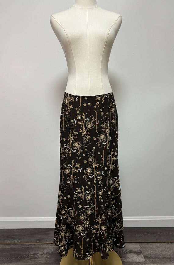 Vintage 90’s Brown Floral Reversible Midi Skirt | 