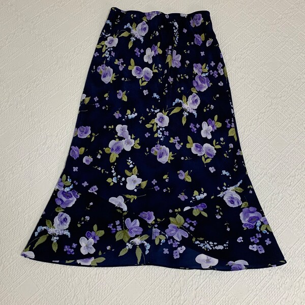 Vintage 90’s Purple & Blue Floral Skirt | Size M/L