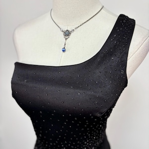 Vintage 90s Black Beaded Prom Dress Formal Dress | Size M