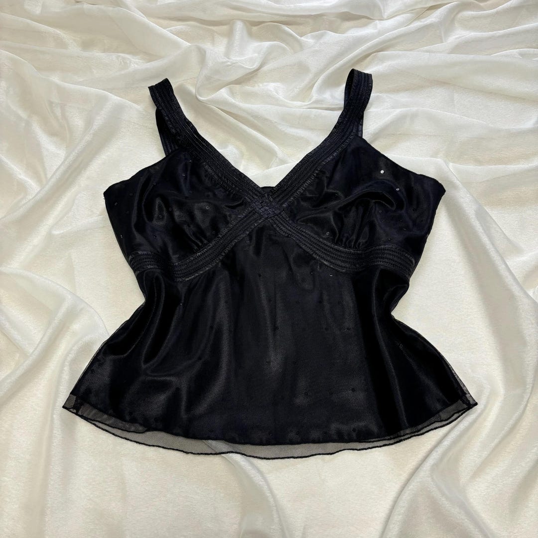Vintage 00s sequin black cami top