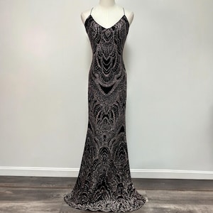 Vintage Y2K Black Sparkle Prom Dress Formal Gown | Size M
