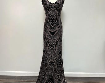 Vintage Y2K Black Sparkle Prom Dress Formal Gown | Size M