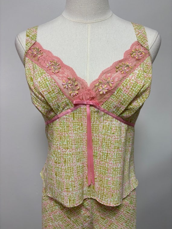 Vintage Y2K Pink & Green Pajama Set | Size M/L - image 4
