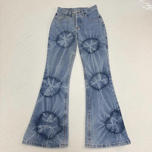 Vintage 90s Mudd Tie Dye Light Wash Flare Jeans | Size 1