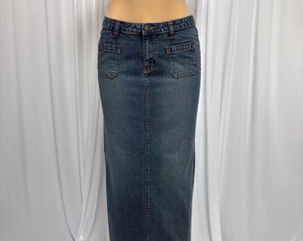 Vintage 90s Denim Maxi Skirt | Size S-M