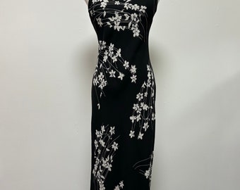 Vintage 90’s Black Floral Maxi Dress | Size M/L