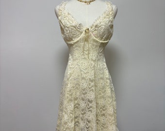Vintage Sheer Lace Babydoll Slip Dress | Size XL/1X