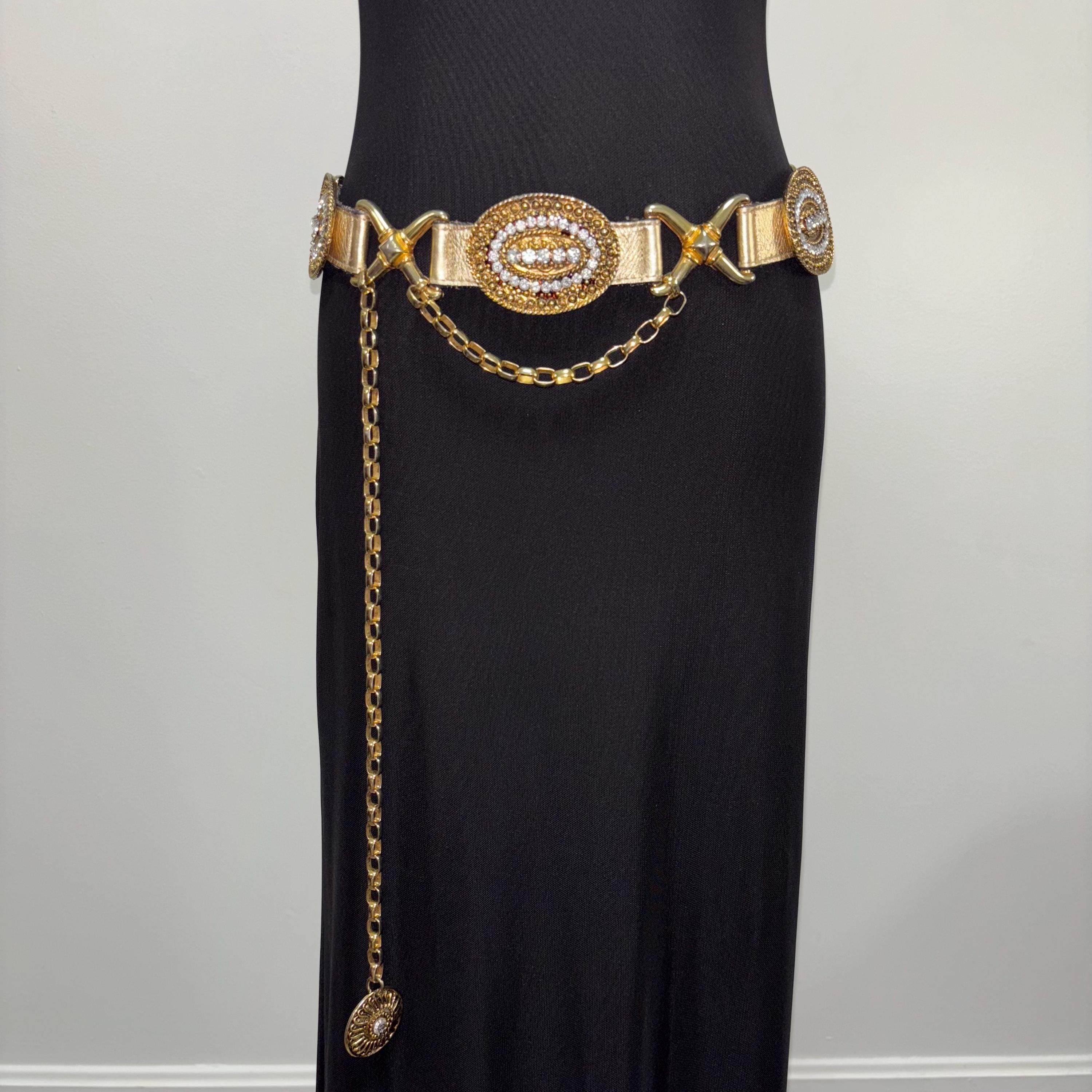 Vintage Streets Ahead 90s Rhinestone Goldtone Belt size small Streets Ahead Rhinestone Belts for Women | Mercari main image 3