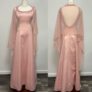 Vintage 90’s Pink Gown & Shawl Prom Dress | Size 5
