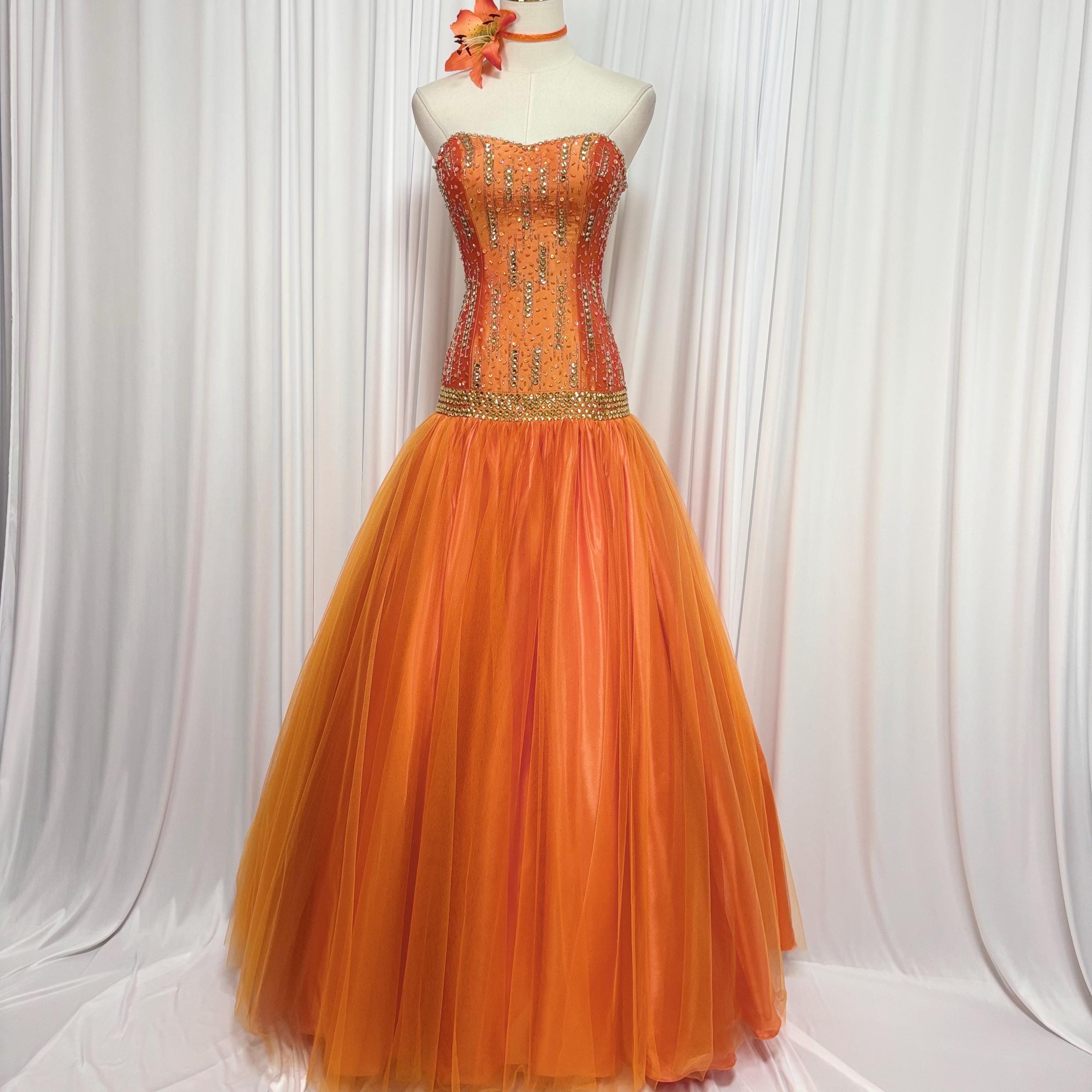 strapless open back dress S/S 1993 Orange Bandage Mini Dress