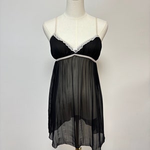 Vintage Y2K Black Sheer Coquette Babydoll Slip Dress | Size S