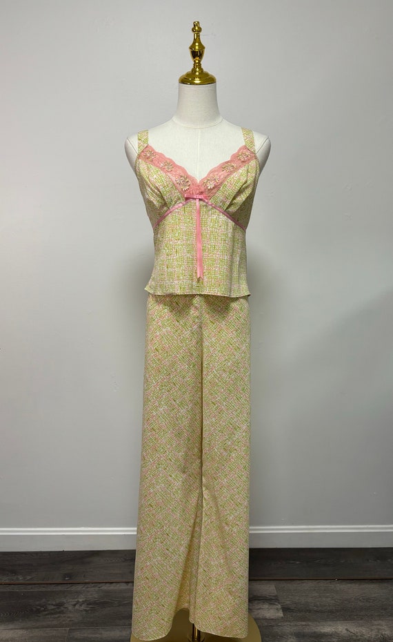 Vintage Y2K Pink & Green Pajama Set | Size M/L - image 1