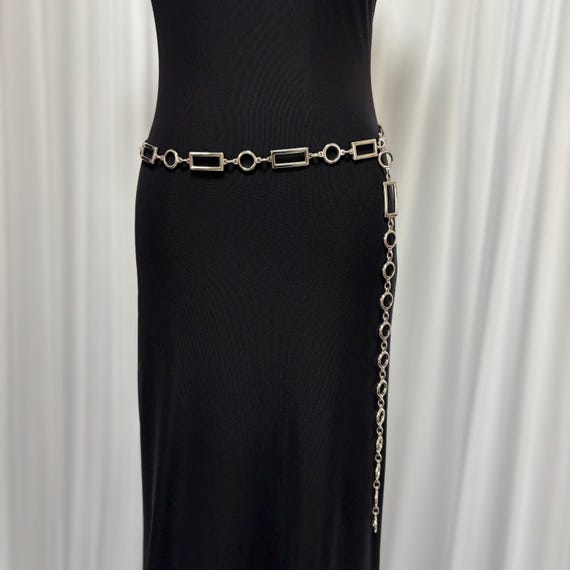 Vintage Rectangular Round Link Geometric Silver B… - image 2