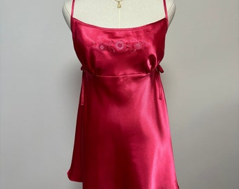 Vintage Y2K Satin Babydoll Slip Dress | Size L