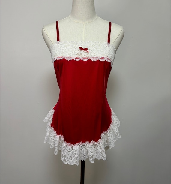 Vintage 80’s Red Lace Camisole Top | Size L