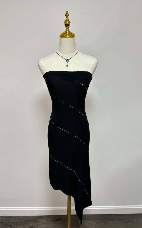 Vintage 90’s Asymmetrical Black Studded Dress | Si