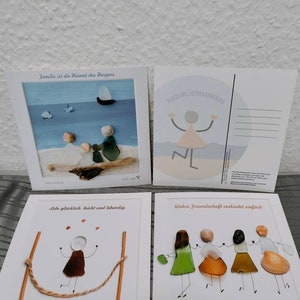 Juego de 3 postales "Vida" Impresión artística Arte en vidrio marino Equilibrista Familia Amistad