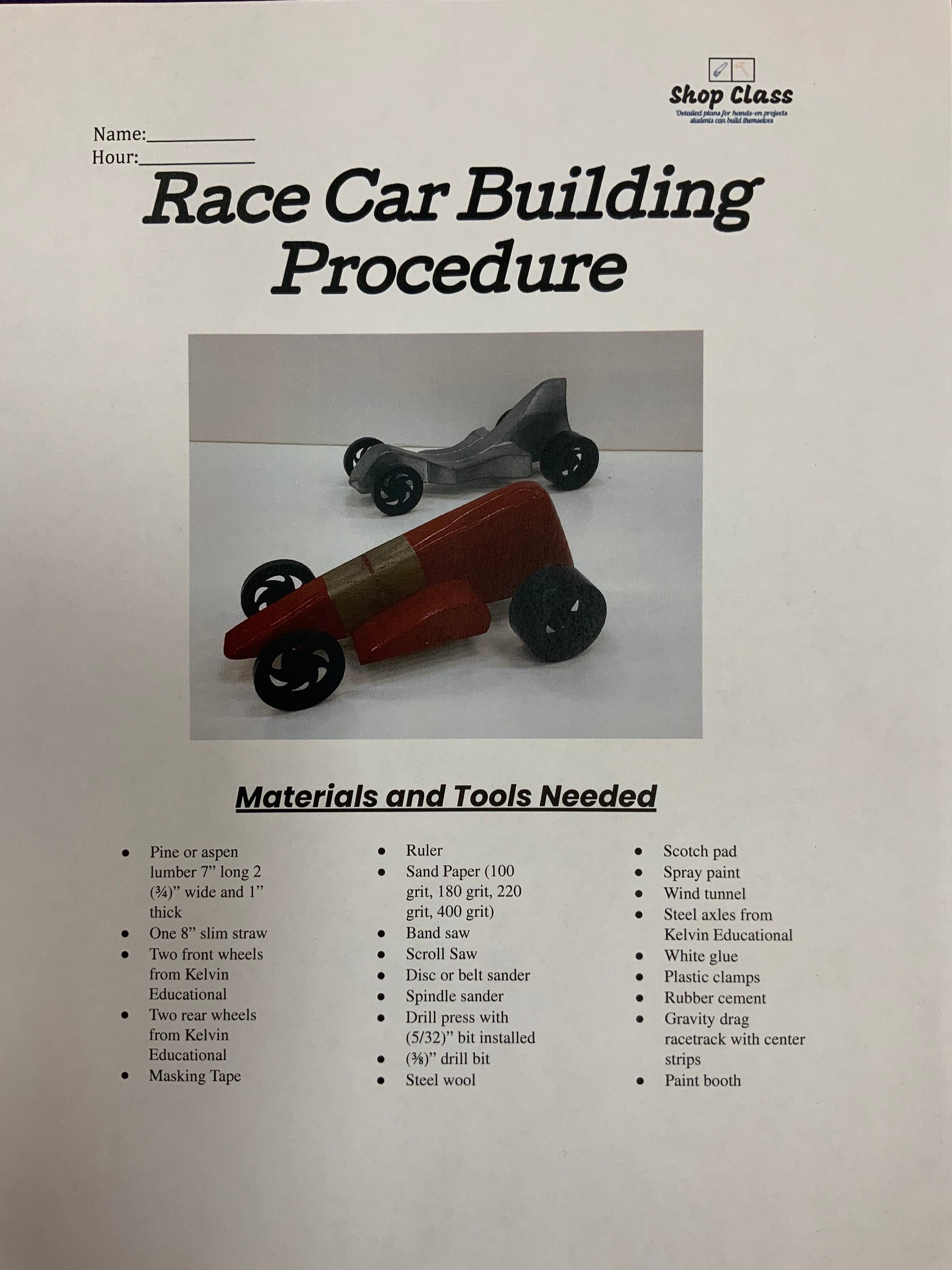 Race Car Building Plans Etsy