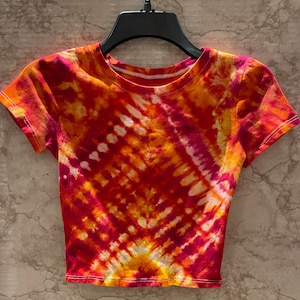 Flame Ice Dyed Crop Top - Size small.  Stretchy cotton/lycra blend.