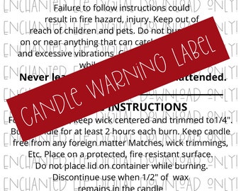 Candle Warning Label Printable