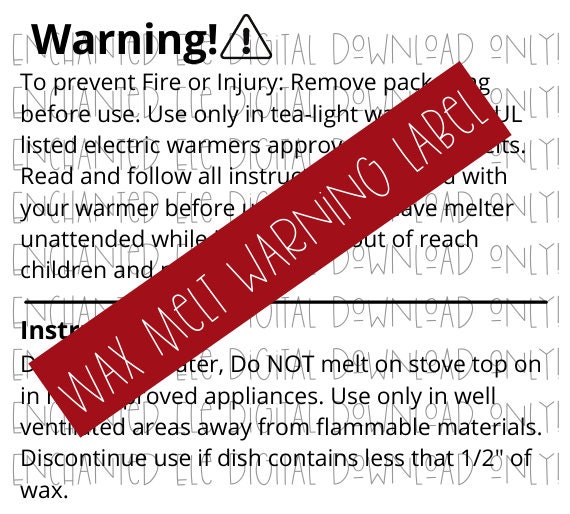 2 x 1.5 Wax Melt Warning Labels - Pre-Printed Labels - Weatherproof  Polyester Laser - ST6098LP