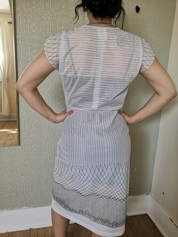 Nu-mode Sheer White Geometric Dress - Etsy