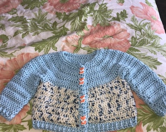 Unisex hand crochet baby sweater