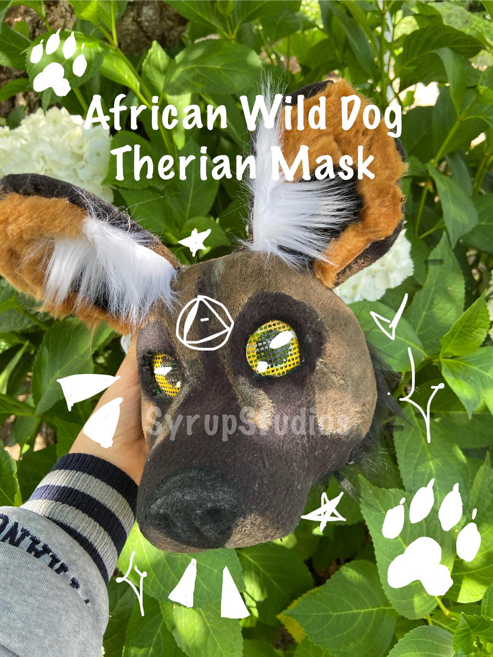 3D Printed Waterproof African Painted Dog Therian Mask - Etsy display picture 1