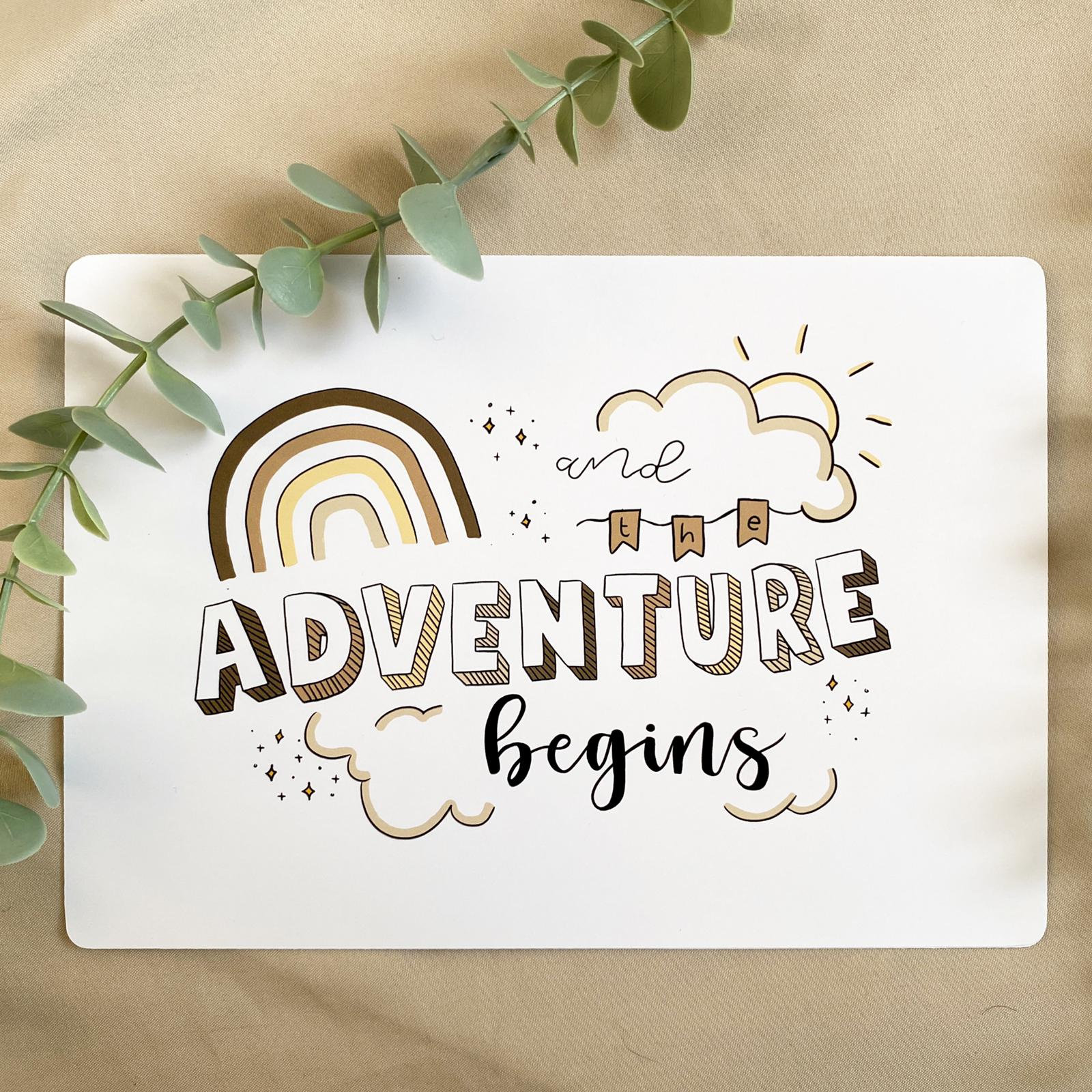 Et L'aventure Commence L'impression d'art, d'art de Citation, Illustré, A5, A4