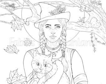 Witch Coloring Page, Halloween Coloring Sheet, Printable