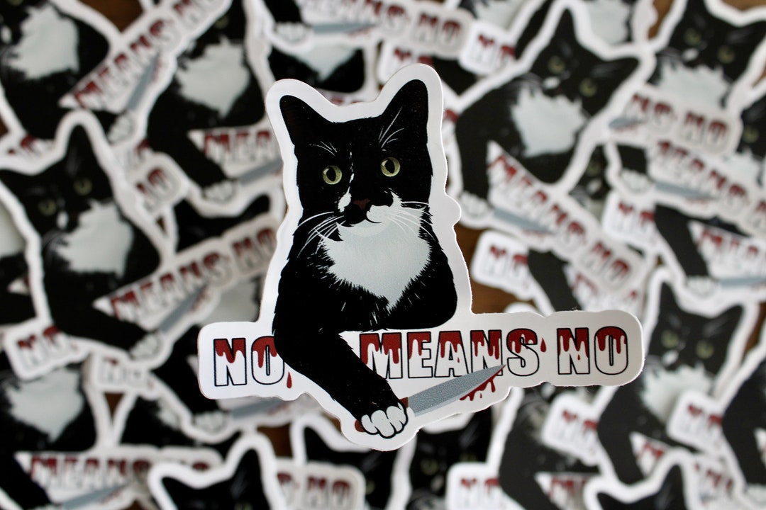 No Cat Sticker No Means No Cat Sticker - Etsy