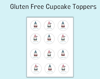 Gluten Free 4th of July Cupcake Topper Printable | Instant Digital Download | Print at home