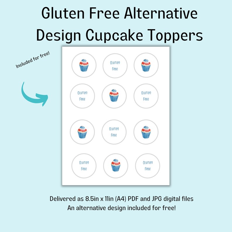 Gluten Free Printable Cupcake Topper Digital Download Printable - Etsy