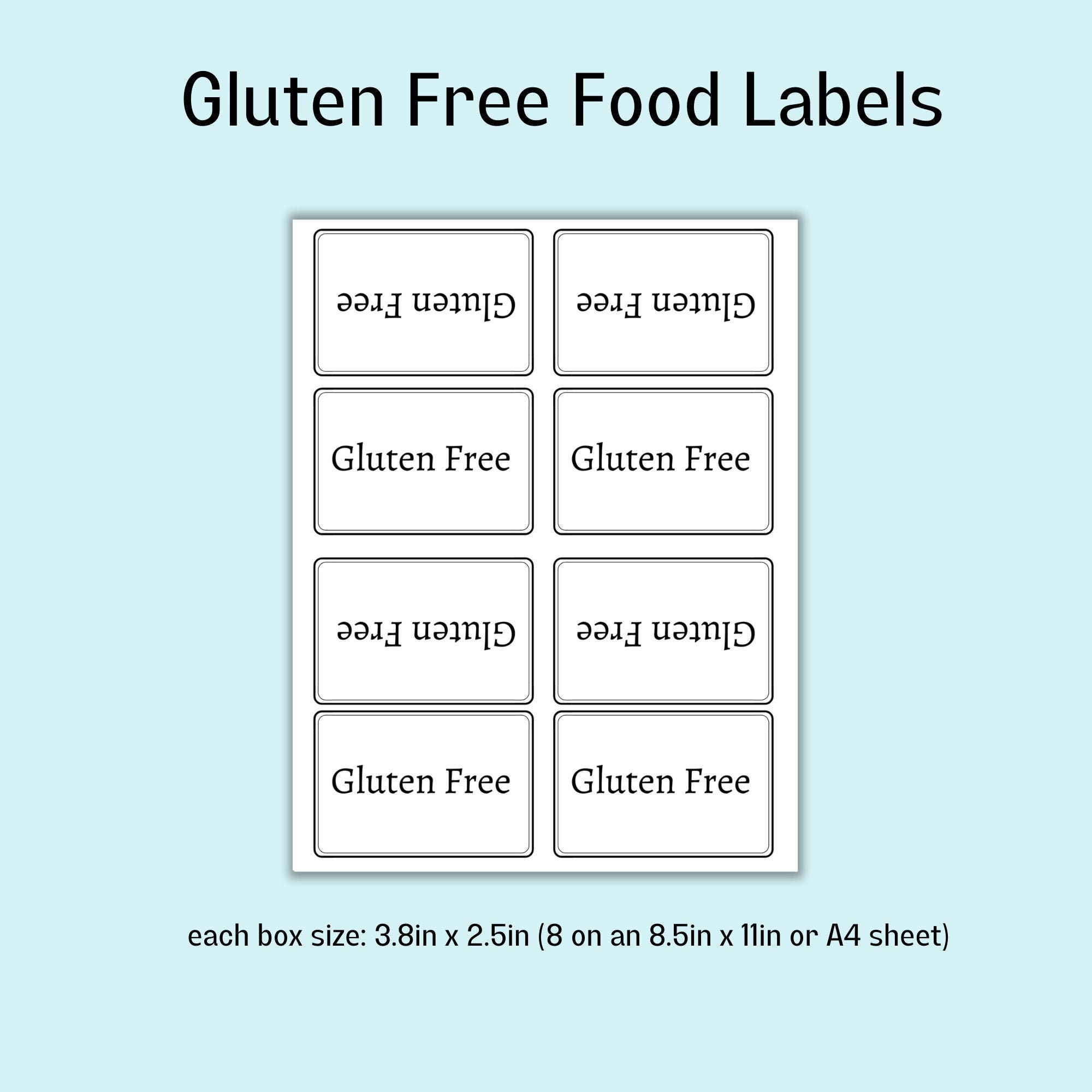 Gluten Free Printable Label Etsy UK