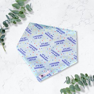 birthday bandana, snap on pet bandana, dog bandana, Canadian made, barkday dog, dog birthday, dog lover, new puppy, pet accessories